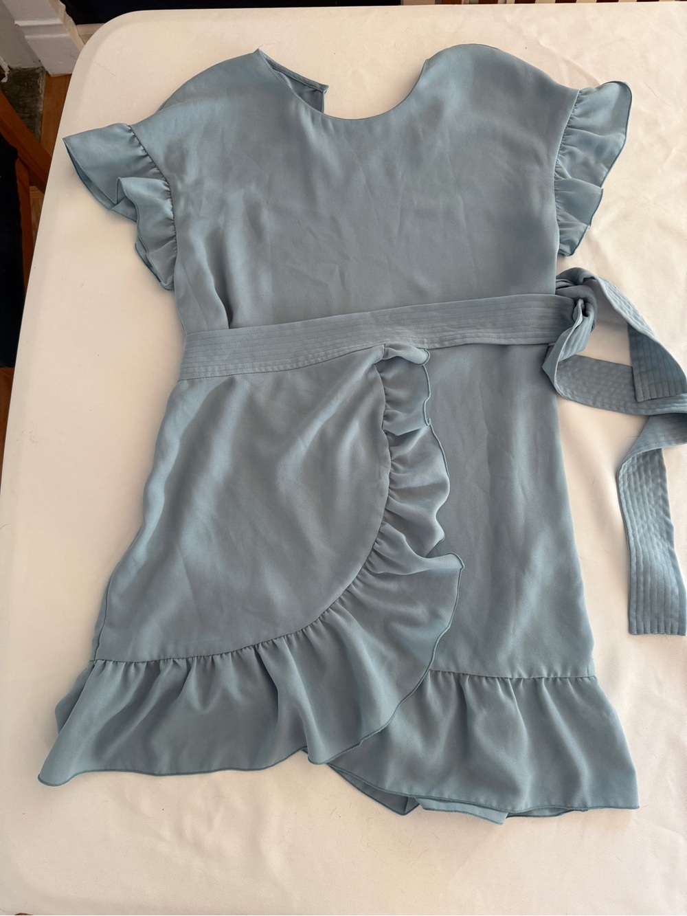 Wilfred Powder Blue Ruffle Wrap Dress for Girls